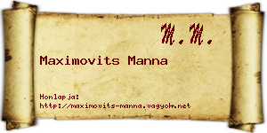 Maximovits Manna névjegykártya